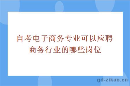 自考电子商务专业可以应聘商务行业的哪些岗位