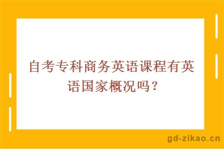 自考专科商务英语课程有英语国家概况吗？