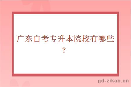 广东自考专升本院校有哪些？