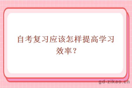 自考复习应该怎样提高学习效率？