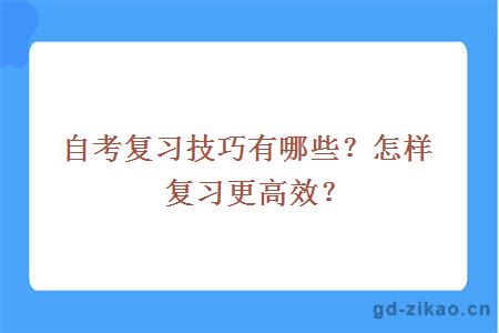 自考复习技巧有哪些？怎样复习更高效？