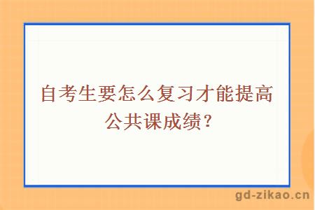 自考生要怎么复习才能提高公共课成绩？