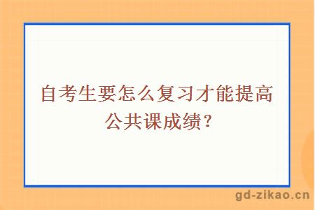 自考生要怎么复习才能提高公共课成绩？