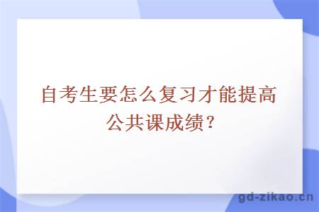 自考生要怎么复习才能提高公共课成绩？