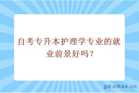 自考专升本护理学专业的就业前景好吗？