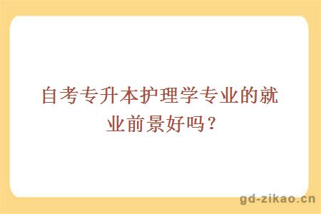 自考专升本护理学专业的就业前景好吗？