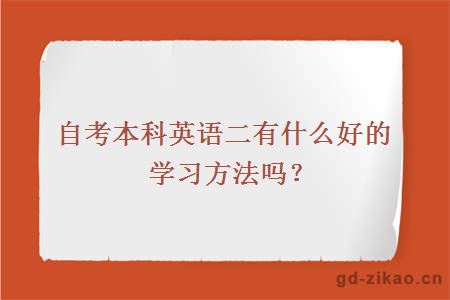 自考本科英语二有什么好的学习方法吗？