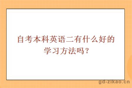 自考本科英语二有什么好的学习方法吗？