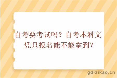 自考要考吗？自考本科文凭只报名能不能拿到？