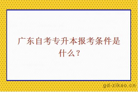 广东自考专升本报考条件是什么？