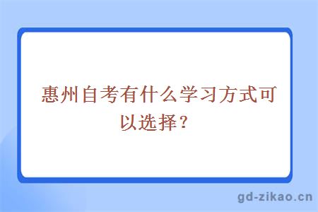 惠州自考有什么学习方式可以选择？