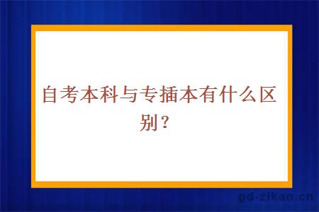 自考本科与专插本有什么区别？