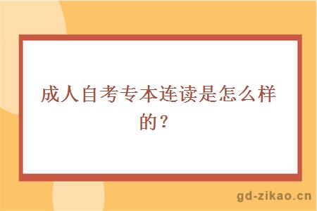 成人自考专本连读是怎么样的？