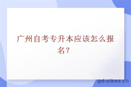 广州自考专升本应该怎么报名？