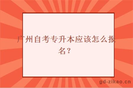 广州自考专升本应该怎么报名？