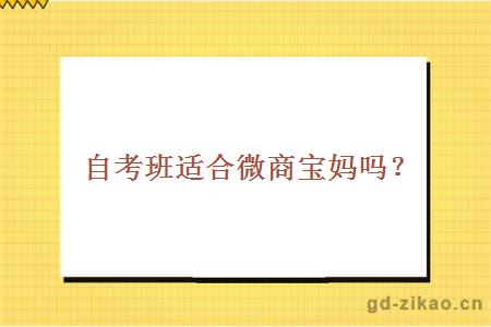 自考班适合微商宝妈吗？