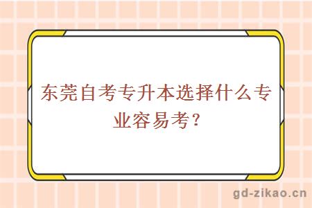 东莞自考专升本选择什么专业容易考？