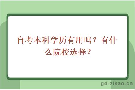 自考本科学历有用吗？有什么院校选择？