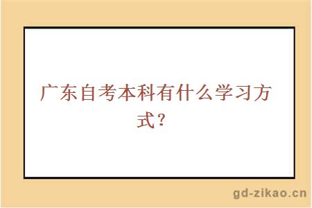 广东自考本科有什么学习方式？