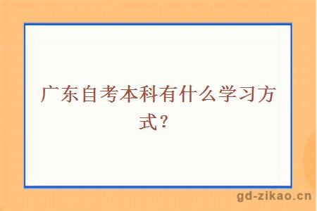 广东自考本科有什么学习方式？