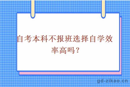 自考本科不报班选择自学效率高吗？