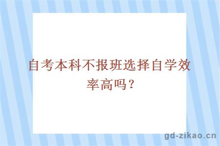 自考本科不报班选择自学效率高吗？