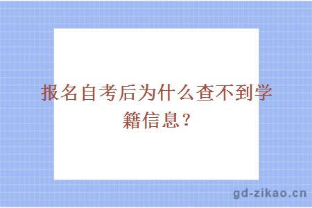 报名自考后为什么查不到学籍信息？