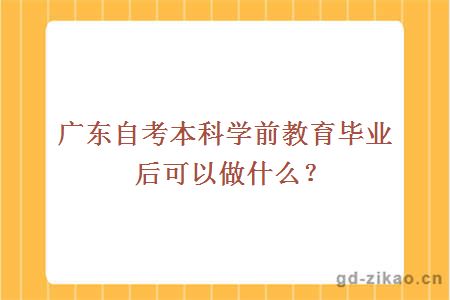 广东自考本科学前教育毕业后可以做什么？