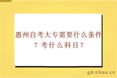 惠州自考大专需要什么条件？考什么科目？