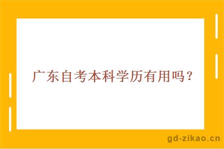 广东自考本科学历有用吗？