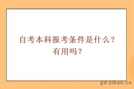 自考本科报考条件是什么？有用吗？