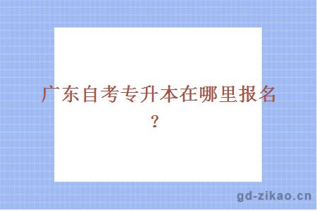 广东自考专升本在哪里报名？