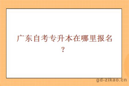 广东自考专升本在哪里报名？