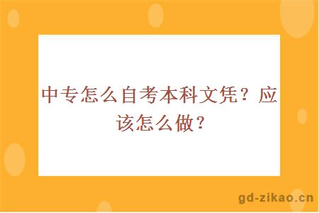 中专怎么自考本科文凭？应该怎么做？