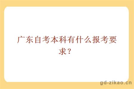 广东自考本科有什么报考要求？