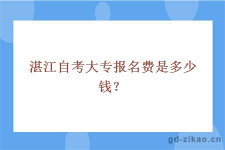 湛江自考大专报名费是多少钱？