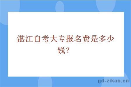 湛江自考大专报名费是多少钱？