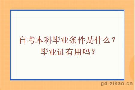 自考本科毕业条件是什么？毕业证有用吗？