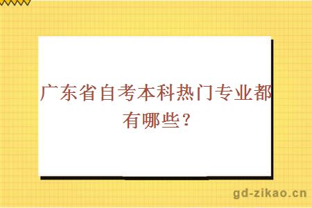 广东省自考本科热门专业有哪些？