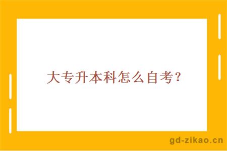 大专升本科怎么自考？