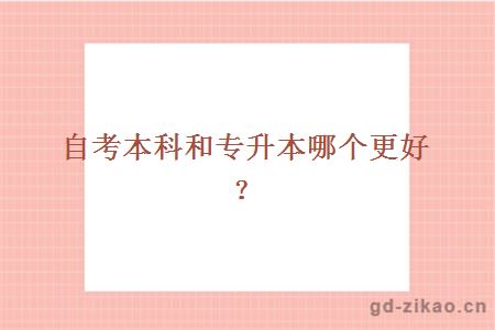 自考本科和专升本哪个更好？