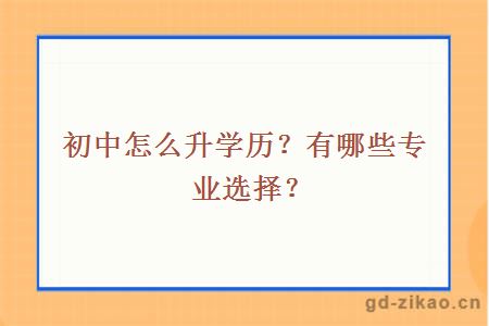 初中怎么升学历？有哪些专业选择？