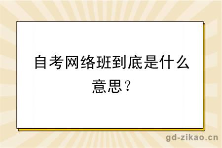 自考网络班到底是什么意思？