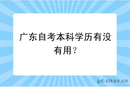 广东自考本科学历有没有用？