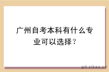 广州自考本科有什么专业可以选择？