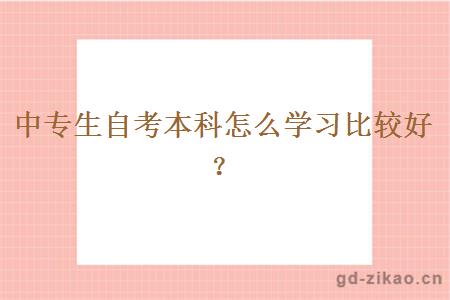 中专生自考本科怎么学习比较好？