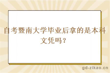 自考暨南大学毕业后拿的是本科文凭吗？