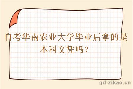 自考华南农业大学毕业后拿的是本科文凭吗？