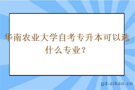 华南农业大学自考专升本可以选什么专业？