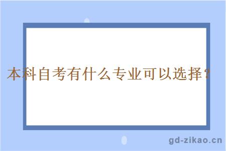 本科自考有什么专业可以选择？